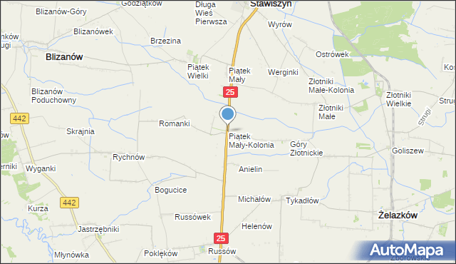 mapa Piątek Mały-Kolonia, Piątek Mały-Kolonia na mapie Targeo